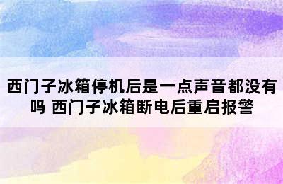 西门子冰箱停机后是一点声音都没有吗 西门子冰箱断电后重启报警